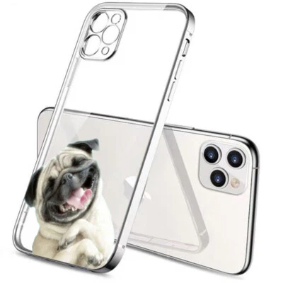 Custodia cover per iPhone 13 12 11 X XS 7 8 in Tpu morbido placcato Argento 1064 - Immagine 1 di 3