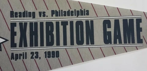 Vintage 1990 Reading vs. Philadelphia Phillies Exhibition Game Pennant 29" Cover