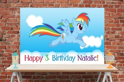 Banner de cumpleaños de vinilo My Little Pony 3x6 Foto 1 de 2