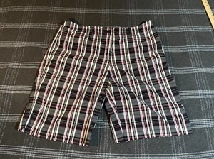 Anne Klein Sport Womens Bermuda Shorts Size 16 Multicolor Plaid Stretch Pockets - Picture 1 of 10