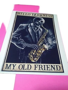 Hello Darkness Art Print 8.5x11" my old friend / jazz saxophone Blues Skelton - Picture 1 of 3