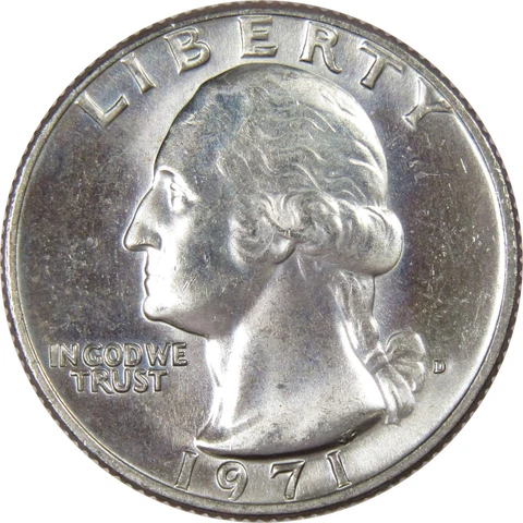 1971 D Washington Quarter BU Uncirculated Mint State 25c US Coin Collectible Cover