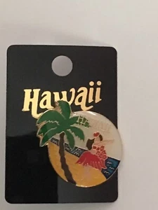 Spilla da collezione souvenir Hawaii - ballerina hula, spiaggia, palma - nuova - Foto 1 di 2