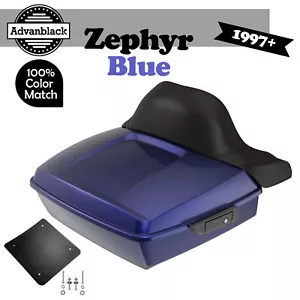 Rushmore Chopped Tour Pak Pack Wrap Around For Harley/Softail 97+ ZEPHYR BLUE - Picture 1 of 12