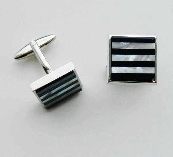 C0146 GEMELOS GEMELOS MADREPERLA NEGRO ÓNIX PIEDRA PRECIOSA FRENTE PLANO Foto 1 de 1