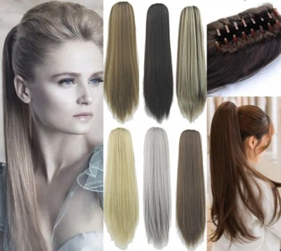 Haarverlängerung Pferdeschwanz Haarteil Haarverdichtung Butterfly Klammer Glatt