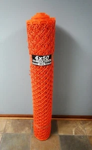 ORANGE SAFETY/BARRIER DIAMOND FENCING HEAVY DUTY GRADE 4FT X 50FT - Picture 1 of 3