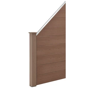 WPC Gartenzaun Schrägelement Sichtschutz Windschutz Lamellenzaun Zaun Braun - Bild 1 von 6