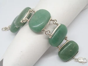 Bracciale in Argento 925 con AVVENTURINA naturale - Braccialetto PIETRE DURE - - Picture 1 of 8