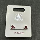 Disney Parks Mickey Icon Birthstone Swarovski Silver Tone January Earrings