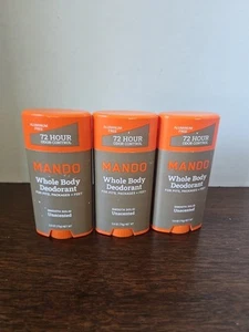 Mando Whole Body Deodorant Smooth Solid Unscented 2.6 Oz - 3 Pack - Picture 1 of 1