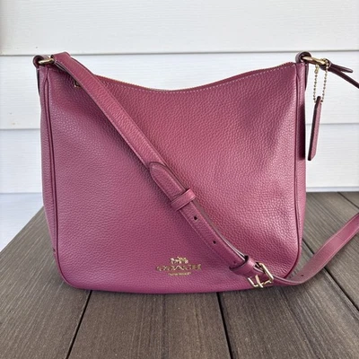 Coach Ellie Pebble Leather File Shoulder Crossbody Handbag Deep Dusty Rose Pink - Image 1 of 4