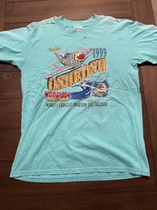 Vintage Oshkosh Shirt Herren Medium Blue 1999 Warbirds Air Show Aviation Tee 90s - Bild 1 von 9