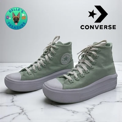 Converse Chuck Taylor Platform Sneakers Womens 8 White Mint Green Shoes Hearts - Image 1 of 4