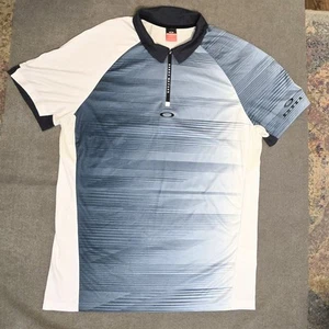 Oakley Bubba Watson Golf Shirt Sz XL Polo Quarter Zip Regular Fit Blue Stripe - Picture 1 of 8