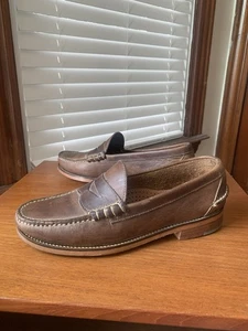 OAK STREET BOOTMAKERS 7.5D NATURAL CHROMEXCEL BEEFROLL PENNY LOAFERS SHOES 7.5 D - Picture 1 of 22