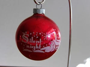 Vintage Shiny Brite Red " Stille Nacht " Schablone Glas Weihnachtsschmuck 2,25" - Bild 1 von 9