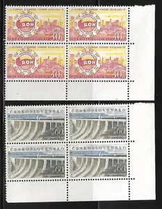 Czechoslovakia 1959 MNH SC 918-19 Lower Right Block of 4 - Picture 1 of 1