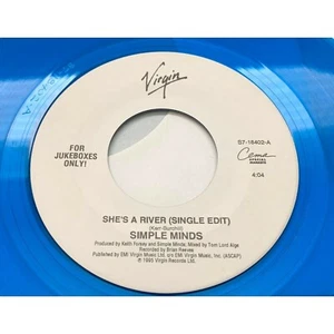 Simple Minds Shes a River / Celtic Strings 45 Rock Blue Vinyl Record Virgin - Imagen 1 de 4