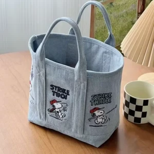 Peanuts Snoopy Medium bestickt Denim Beuteltasche Tasche Baseball Strike One! - Bild 1 von 17