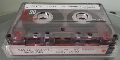 used Sony HF90 blank cassette tape (has label David Carroll Live at McGraws '90) - Image 1 of 2