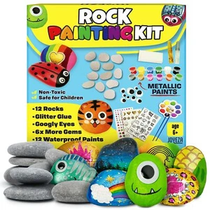 Rock Painting Kit Deluxe, Arts and Crafts for Girls Boys Age 6+, 12 Rocks Tween - Picture 1 of 7