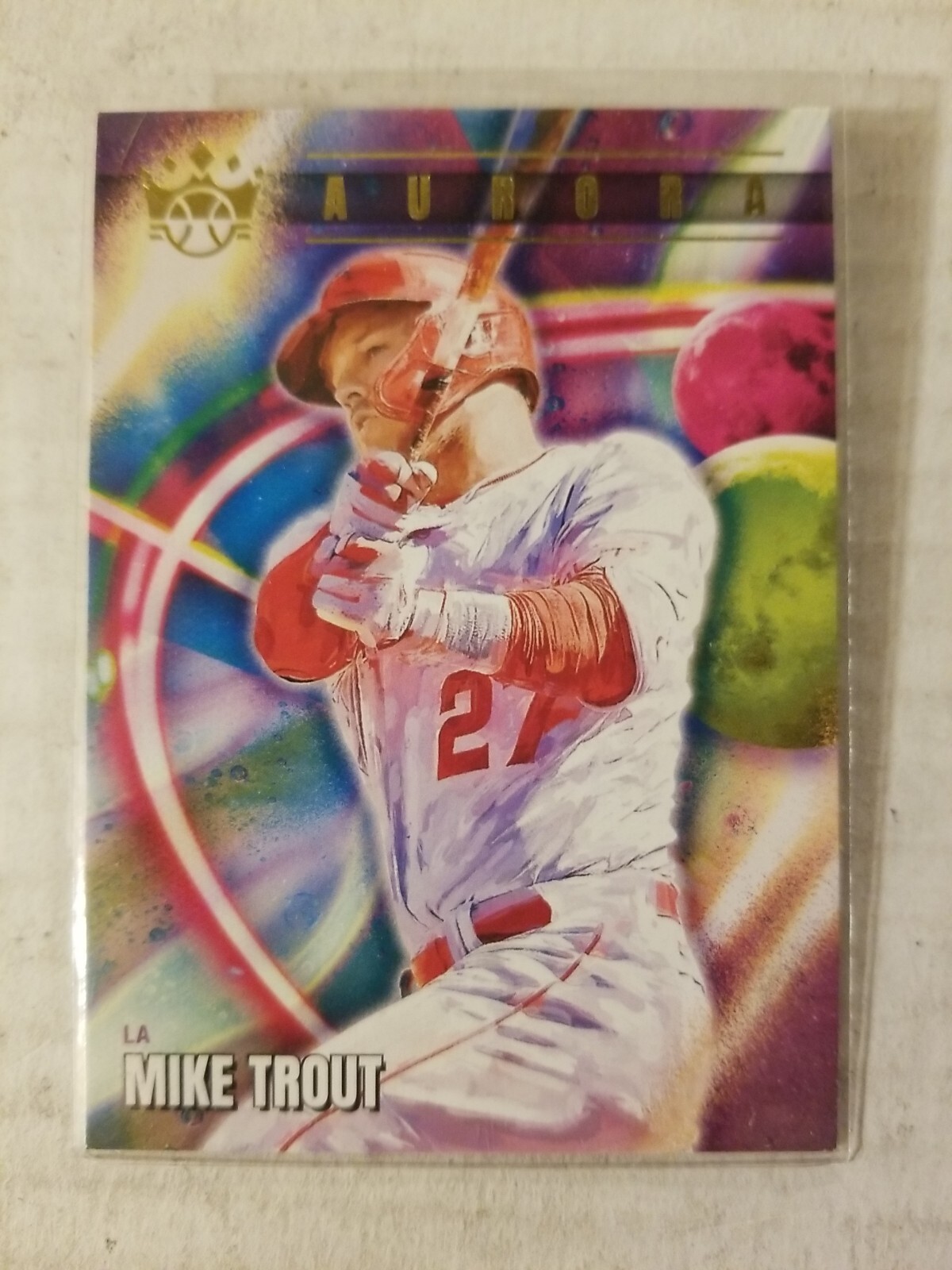 2022 Panini Diamond Kings Baseball Card - #AU-2 Mike Trout Aurora Case Hit SSP