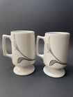 2 Buffalo China Mosaic Lily Footed Pedestal Coffee Mug Cup USA