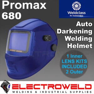 Casco de soldadura WELDCLASS Promax 680 + Kit de lentes Mig Tig automático azul mate WC-05344 - Imagen 1 de 8