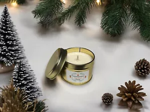 Candle Handmade Soy wax Festive Gingerbread Gold 100ml tin - Picture 1 of 5