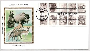 #1880-89 WILDLIFE SERIES, BEAR, BISON, SEAL, MOOSE, DEER, COLORANO SILK FDC - Picture 1 of 1