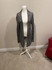 Eileen Fisher Loose Knit Open Black Gray White Marled Long Sleeves Nice Women