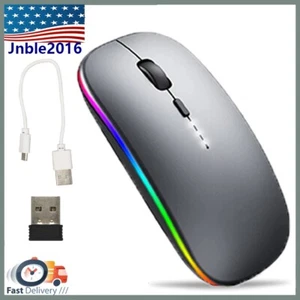 Wireless Bluetooth Mouse Rechargeable Dual Mode Silent Ergonomic For PC Laptop - Picture 1 of 13