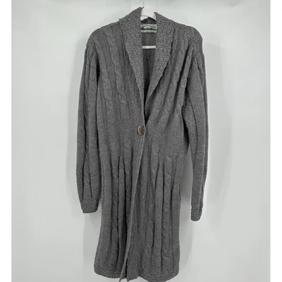 Suéter largo plumero irlandés lana gris suéter pescador Aran Crafts para mujer Foto 1 de 4