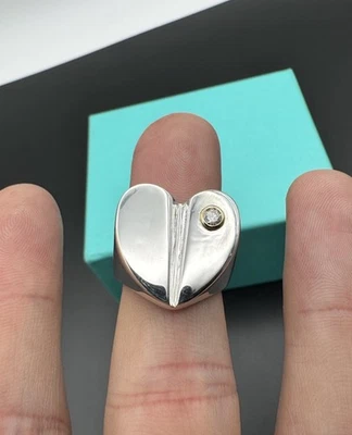 Anillo corazón diamante plata esterlina y oro de 14k con cordón de guijarros B. Kieselstein - talla 7 Foto 1 de 4