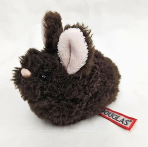 Douglas LIL' BITTY Bunny Rabbit Plush Toy Dark Brown Pink Egg Shaped Tag Fluffy - Picture 1 of 11