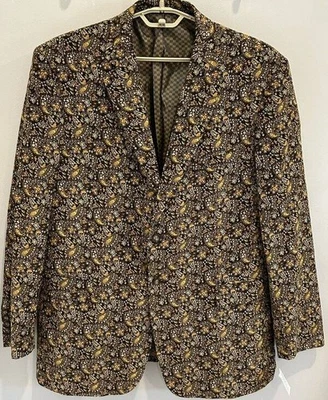 Chaqueta Blazer Alan River Para Hombres Pana Marrón Estampado Paisley Algodón Nueva Talla XL Foto 1 de 4