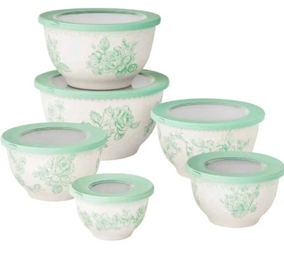 Mujer Pioneer ~ Juego de doce (12) piezas de cuencos para anidación ~ Melamina ~ VERDE AGATHA Foto 1 de 4