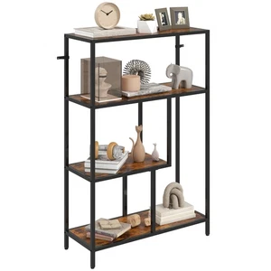 HOMCOM Industrial Bookshelf Bookcase w/ Open Shelves for Study Rustic Brown - Picture 1 of 11