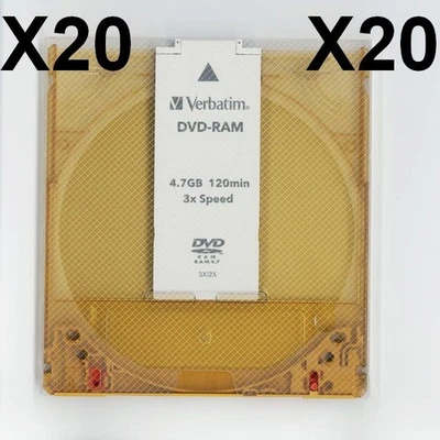 Empty DVD-RAM Caddy with Sleeve, Verbatim Branded, Lot of 20 - NO Disk Included - Image 1 of 4