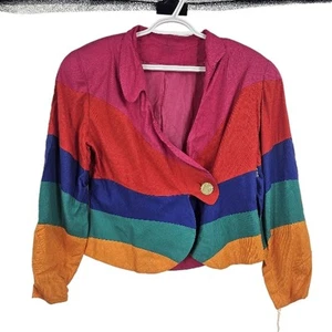 Vintage 70s 80s Avant Garde Structured Jacket Colorblock Deadstock NWT Size 12 - Picture 1 of 9