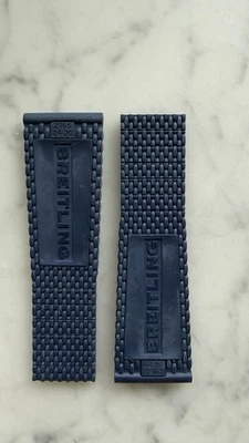 Correa de goma de malla azul Breitling 24-20 mm 276S despliegue Aero clásico sin usar Foto 1 de 3