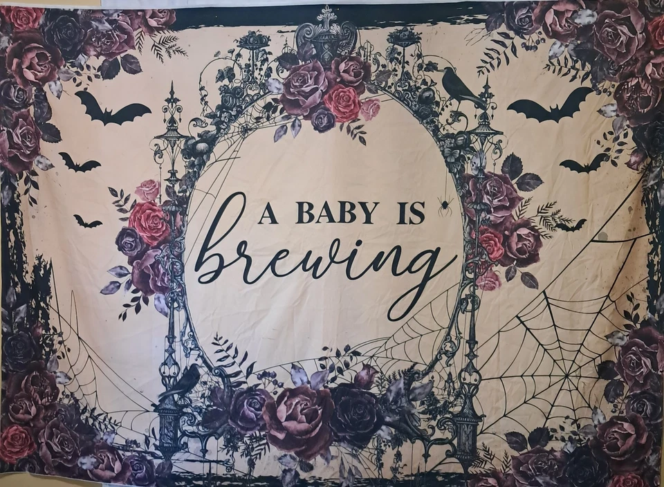 "A Baby Is Brewing" Backdrop for Baby Shower Party Announcement Photography - Image 1 of 1