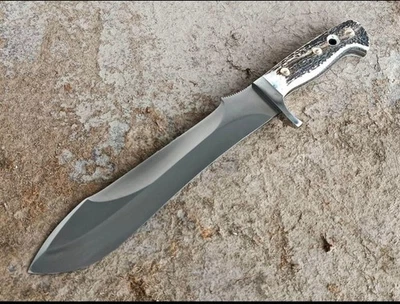 Копия Puma белый охотник олень нож немецкий 1095 стальное лезвие с кожаными ножнами - Изображение 1 из 4