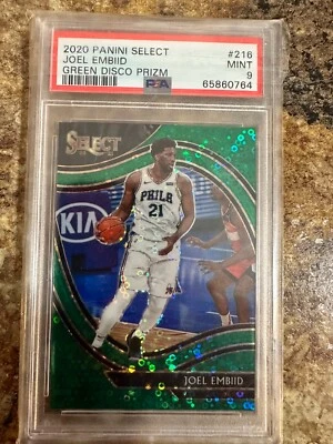 2020 PANINI SELECT 5/5 JOEL EMBIID GREEN DISCO PRIZM COURTSIDE PSA 9 CARD 216 - Image 1 of 3