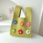 Korean Style Floral Wrist Bag Large Capacity Kintted Flower Handbag Outdoor