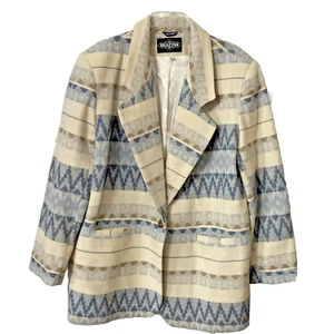 Vintage Wool Blend Coat Jacket Braetan Women Sz XL Boho Southwestern Aztec Cream - Picture 1 of 16