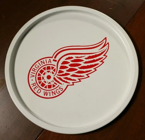 Vintage 70s Virginia Red Wings Metal Serving Tray AHL Minor League Hockey Cover