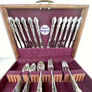 Vintage Oneida Dover Stainless Flatware Set 70 Pieces Service For 12 Janel Case - Picture 1 of 23