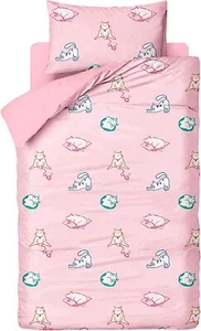 Ami&Li tots Cat Kid 2-Piece Duvet Cover & Pillowcase Bedding Set - Pink - S - M